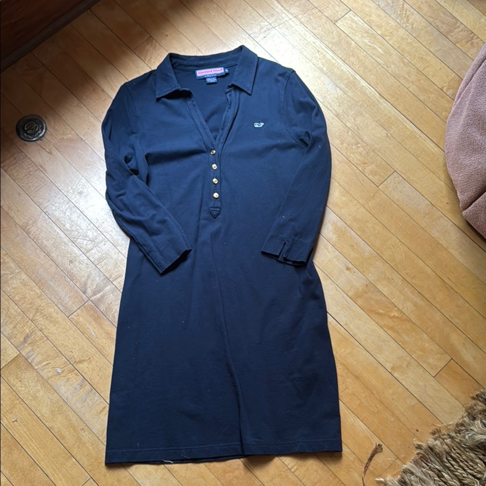 Vineyard Vines Blue Polo Collar Long Sleeve Dress